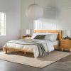 Walker Edison Isla Slatted Headboard Canopy Bedframe, Queen, Black(Natural Pine)
