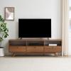 Walker Edison Kimi Mid Century Modern Minimalist Drop-Down Door Stand for TVs up to 85 Inches, 70 Inch, Mocha(Mocha)