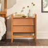Walker Edison Leif Scandi Angled Drawer-Face Nightstand, 22 Inch, Caramel(Caramel 22 Inch)