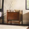 Walker Edison Leif Scandi Angled Drawer-Face Nightstand, 22 Inch, Caramel(Walnut 22 Inch)