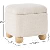 Walker Edison Linley Contemporary Large Storage Bouclé Ottoman with Wood Legs, Ivory(Ivory)