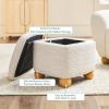 Walker Edison Linley Contemporary Large Storage Bouclé Ottoman with Wood Legs, Ivory(Ivory)