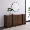 Walker Edison Liss Contemporary 4-Door Minimalist Sideboard 70 Inch Dark Walnut(Dark Walnut)