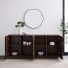Walker Edison Liss Contemporary 4-Door Minimalist Sideboard 70 Inch Dark Walnut(Dark Walnut)
