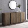 Walker Edison Liss Contemporary 4-Door Minimalist Sideboard 70 Inch Dark Walnut(Slate Grey)