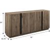 Walker Edison Liss Contemporary 4-Door Minimalist Sideboard 70 Inch Dark Walnut(Slate Grey)