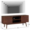 Walker Edison Mabel 58 Inch Modern 2 Door Solid Wood TV Stand for TVs up to 65 Inches – Caramel(Walnut)