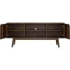 Walker Edison Mabel 58 Inch Modern 2 Door Solid Wood TV Stand for TVs up to 65 Inches – Caramel(Walnut)
