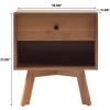 Walker Edison Mid Century Modern 1-Drawer Nightstand Bedroom Storage Drawer and Shelf Bedside End Table, 21 Inch, Coastal Oak(Mocha)