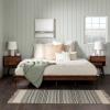 Walker Edison Mid Century Modern Solid Wood Platform Bed Headboard Footboard Bed Frame Bedroom, King, Caramel(Walnut)