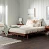 Walker Edison Mid Century Modern Solid Wood Platform Bed Headboard Footboard Bed Frame Bedroom, King, Caramel(Walnut)
