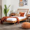 Walker Edison Mid Century Modern Solid Wood Spindle Platform Bed Headboard Footboard Bed Frame Bedroom, Twin, Caramel(Caramel)