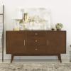 Walker Edison Mid Century Modern-TV Stand Console with 3 Drawers and Closed Cabinet Storage, 60″, Walnut(Walnut)
