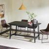Walker Edison Mid-Century Modern Solid Wood Trestle Base Dining Table, 60 Inch, Walnut Veneer(Black Ash)