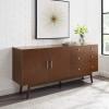 Walker Edison Mid-Century Modern Wood Kitchen Buffet Sideboard Entryway Serving Storage Cabinet Doors-Dining Room Console, 70 Inch, Walnut(Walnut)