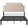 Walker Edison Miriam Modern Metal-Frame Upholstered Queen Bedframe, Queen Size, Tan(Tan)