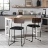 Walker Edison Modern 2-Piece Minimalist Counter Stools with Wooden Back, Set of 2, Black(Black)