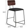 Walker Edison Modern 2-Piece Minimalist Counter Stools with Wooden Back, Set of 2, Black(Black)