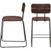 Walker Edison Modern 2-Piece Minimalist Counter Stools with Wooden Back, Set of 2, Black(Brown)