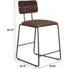 Walker Edison Modern 2-Piece Minimalist Counter Stools with Wooden Back, Set of 2, Black(Brown)