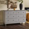 Walker Edison Modern 6-Drawer Solid Wood Dresser Bedroom Storage, 57 Inch, White(Grey-t)