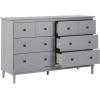Walker Edison Modern 6-Drawer Solid Wood Dresser Bedroom Storage, 57 Inch, White(Grey-t)