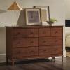 Walker Edison Modern 6-Drawer Solid Wood Dresser Bedroom Storage, 57 Inch, White(Walnut-t)
