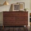 Walker Edison Modern 6-Drawer Solid Wood Dresser Bedroom Storage, 57 Inch, White(Walnut-t)