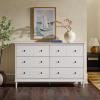 Walker Edison Modern 6-Drawer Solid Wood Dresser Bedroom Storage, 57 Inch, White(White-t)