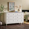 Walker Edison Modern 6-Drawer Solid Wood Dresser Bedroom Storage, 57 Inch, White(White-t)