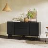 Walker Edison Modern Beveled 2-Door, 2-Drawer Sideboard, 63 Inch, Black(Black)