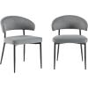 Walker Edison Modern Curved Back Upholstered Dining Chair with High-Performance Woven Upholstery and Powder Coated Steel Base, 2pk, Charcoal(Charcoal)