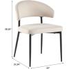 Walker Edison Modern Curved Back Upholstered Dining Chair with High-Performance Woven Upholstery and Powder Coated Steel Base, 2pk, Charcoal(Ivory)