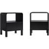 Walker Edison Modern Curved-Top Solid Wood 1-Drawer Nightstand with Open Cubby, 24 Inch, Brown(2-pack Black)