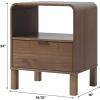 Walker Edison Modern Curved-Top Solid Wood 1-Drawer Nightstand with Open Cubby, 24 Inch, Brown(2-pack Black)