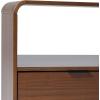 Walker Edison Modern Curved-Top Solid Wood 1-Drawer Nightstand with Open Cubby, 24 Inch, Brown(Brown)
