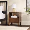 Walker Edison Modern Curved-Top Solid Wood 1-Drawer Nightstand with Open Cubby, 24 Inch, Brown(Brown)