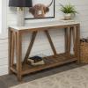 Walker Edison Modern Farmhouse Accent Entryway Table Entry Table Living Room End Table, 52 Inch, Grey Wash(Walnut/Marble)