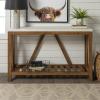 Walker Edison Modern Farmhouse Accent Entryway Table Entry Table Living Room End Table, 52 Inch, Grey Wash(Walnut/Marble)