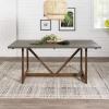 Walker Edison Modern Farmhouse Small Kitchen Furniture Dining Room Table Wood, 72 Inch, Grey and Brown(Grey and Brown)