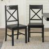 Walker Edison Modern Farmhouse Wood X-Back Armless Dining Chairs Kitchen, Set of 2, Black(Black)