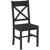 Walker Edison Modern Farmhouse Wood X-Back Armless Dining Chairs Kitchen, Set of 2, Black(Black)