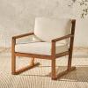 Walker Edison Modern Solid Wood Slat-Back Patio Chair, Brown(Brown)