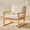 Walker Edison Modern Solid Wood Slat-Back Patio Chair, Brown(Natural)
