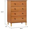 Walker Edison Modern Tall 4-Drawer Solid Wood Dresser Bedroom Storage Drawer Organizer Closet Hallway, 40 Inch, Caramel(Caramel)