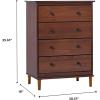Walker Edison Modern Tall 4-Drawer Solid Wood Dresser Bedroom Storage Drawer Organizer Closet Hallway, 40 Inch, Caramel(Walnut-t)