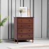 Walker Edison Modern Tall 4-Drawer Solid Wood Dresser Bedroom Storage Drawer Organizer Closet Hallway, 40 Inch, Caramel(Walnut-t)