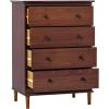 Walker Edison Modern Tall 4-Drawer Solid Wood Dresser Bedroom Storage Drawer Organizer Closet Hallway, 40 Inch, Caramel(Walnut-t)