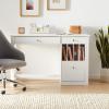 Walker Edison Modern Wood Computer Writing Desk Storage File Drawer Office Home Office Workstation Small, 48 Inch, White(White)