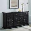 Walker Edison Modern Wood Glass Door Buffet Sideboard Living Room-Entryway Serving Storage Cabinet Doors-Dining Room Console, 60 Inch, Dark Teal(Black)